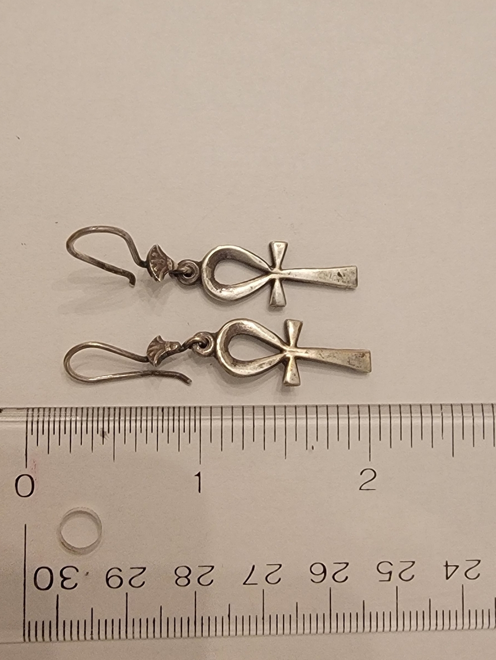 Sterling Ankh Pendant Earrings